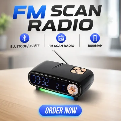 LED Screen Clock Alarm AM FM Radio RGB Light Rechargeable 5W Portable Bedside Home Gift BT Speaker