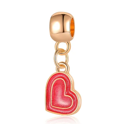 New Color Drip Oil Love Pendant Accessories Heart String Pendant Bracelet and Necklace Accessories