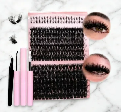 Popular Brown Wispy Eyelash Extensions DIY Home CC Curl Mixed Thickness Natural Spiky Lash Individuals 120 Pcs Cluster Pack