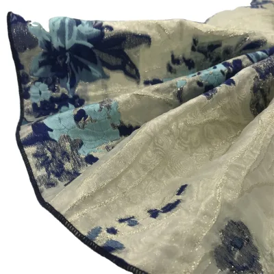 Polyester Flower Pattern Woven Brocade Jacquard Fabric Methalic