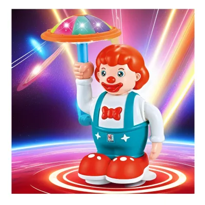 KK New Electric Stunt Clown Figure Toy With Lighting & Music,Stunt Rotating Umbrella Clown,Best Kids Musical Toys,Birthday Gifts