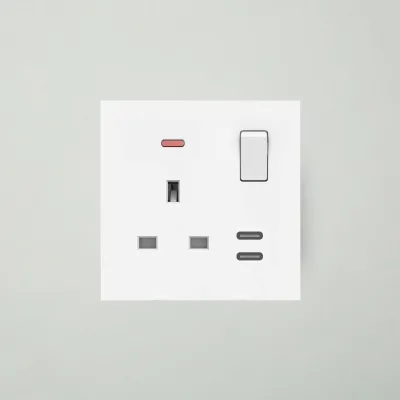 UK Standard Black White 13A Socket Switch with A+C Electrical Product Wall Socket and Switch for Home Hotel