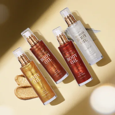 Wholesale WOmen Beauty Skin Care Four Radiant Shades Body Shimmer Oil Long Lasting Moisturizing Face Body Luminizer