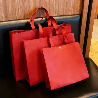 Laminated Non Woven Shopping Bag Recycle Print Snap Closure Tote for Boutique Gift Promotional Daily Use