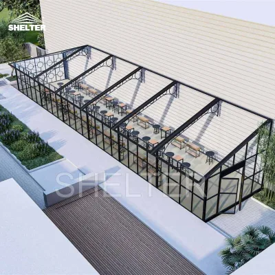 High Quality Clear Pvc Roof Glass Wall Aluminum Frame Glass Sunroom Coffe Shop Restaurants Greenhouse Tent