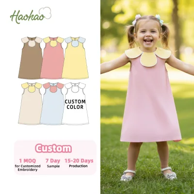 Apparel Manufacturer Custom Kids Skirt Loose Fit Girl Summer Dress Relaxed Cotton Girls Summer Dresses