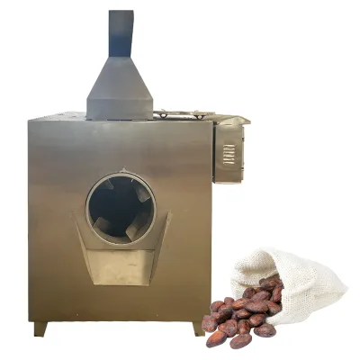 Single Drum Easy Loading Discharge Cocoa Bean Roaster Cocoa Processing