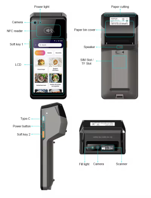 EP520 Android 11 NFC Handheld POS PDA Computer Register Quick Membership Card Recognition with WiFi Bluetooth USB Connectivity