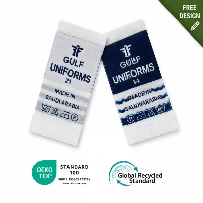 Custom Woven Care Labels OEM Garment Wash Tags & Clothing Care Instructions, OEKO-TEX Certified Polyester Labels