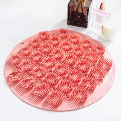 Lazy No Bend TPE Foot Exfoliating Mat, Suction Cup Anti-slip Cloud Shower Pad, Dual-use Bathtub Shower Foot Massage Scrubber