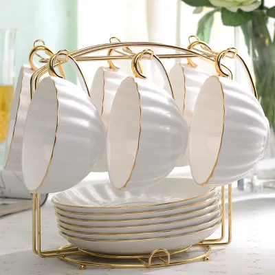 Minimalist Porcelain Gold Plated Trim Eco-Friendly Cartoon Animals Country Style Afternoon Tea Set Coffee Cup Sugar Cans Tea Set