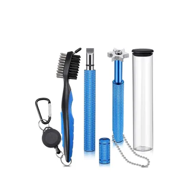 Factory Wholesale Golf Cleaning Tool Ball Head Double-sided Brush Hexagonal Cleaning Brush Cleaning Tool Set