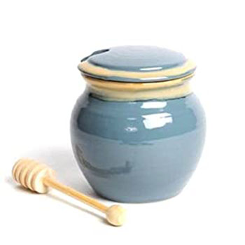 Custom Shaped Porcelain Honey Pot Custom Ceramic Blue Small Sugar Ginger Jars