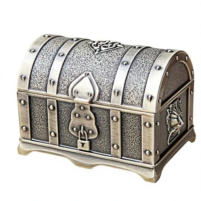 Halloween Hunt Props Vintage Metal Treasure Case Chest Trinket Jewelry Box Gift Box