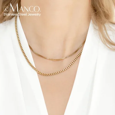 EManco Women's Trendy Romance 14k Gold Plated Star Shaped Choker Necklace Pearl Stainless Steel Box Chain Silver Jewelry Gift