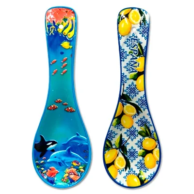 Wholesale Souvenir Spoon Rest Holder Custom 3D Effect Printed Melamine Spoon Rest