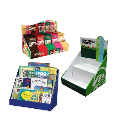Custom Cardboard Table Top Display Racks for Greeting Cards, 2 Tier Countertop Greeting Card Display Rack