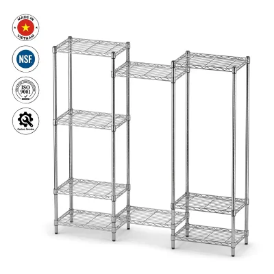 Vietnam Made Heavy Duty Eco-Friendly Multi-Tier Adjustable Wire Closet System Hanging Bars Chrome Garment Rack Walk-in Pants