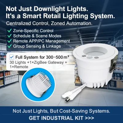Amelech Auto-Dimming Smart LED Lighting Kit with ZigBee 3.0 Motion & Daylight Sensor for 80% Energy-Saving Supermarkets