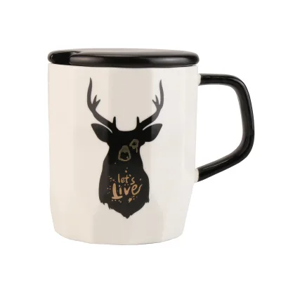 Wholesale Customized Nordic ceramic coffee mug with lid for Christmas