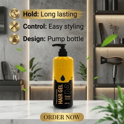 400ml Pump Head Hair Gel Natural Look Strong Hold Non Shine Hair Styling Gel for Modern Hairstyle