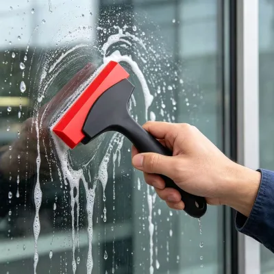 Heavy-duty DIY Red Rubber Beef Tendon Scraper Squeegee Tool-for Tile Grout Glass Water Stain Removal and Wallpaper Smoothing