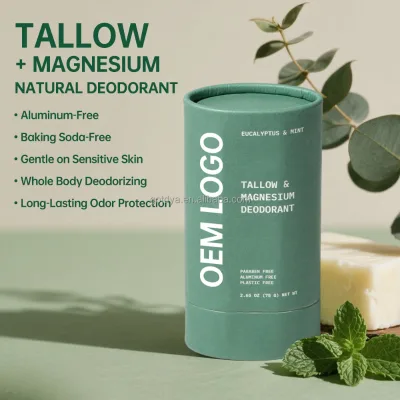 OEM ODM Eco-Friendly Grass Fed Tallow Deodorant Stick Aluminum Free Antiperspirant for Men and Women Supplier