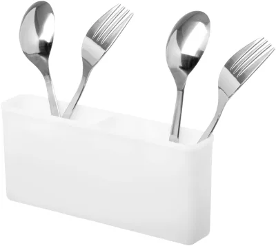 Plastic Utensil Drying Rack Storage Holder Rust Resistant Standing Type for Kitchen Sink Chopsticks White 7.75x1.5