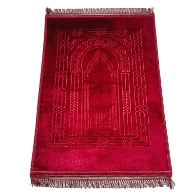 Factory Wholesale Prayer Mat 80*120cm Solid Color Raschel Carpet Good Quality Islamic Prayer Mats for Ramadan