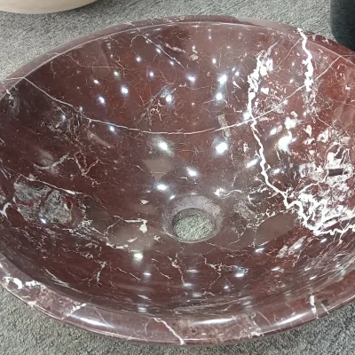 Modern Luxury Custom Marble Red Stone Bathroom Vanity Sink for Hotel Use