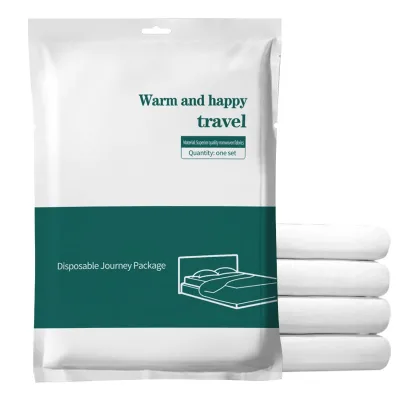 Portable Disposable Bedding Four Piece Set Dirt Resistant Travel Sleeping Gear with Bed SheetCover Pillowcase for Hotel Use