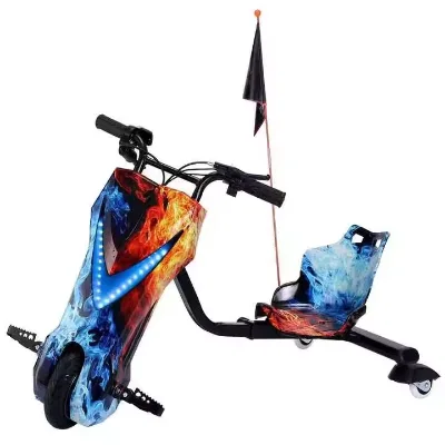 8 Inch 36V 2.4AH Electric Drifting Scooter 3 Wheel 360 Kids Crazy Trike EN71 Certified Plastic 5-7 Years