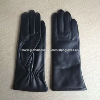 High Quality Classic Style Women Black Softshell Leather Gloves