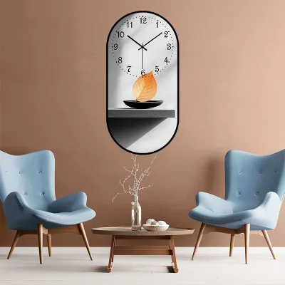 Artwork Printing Oval Wall Clock Nepal Himalayas Stupa Landscape Silent Quartz Hanging Wall Watch Interior Home Decoration