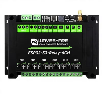 Waveshare Industrial 6-Channel ESP32-S3 /RS485 Control Onboard RS485 HAT Interfaces