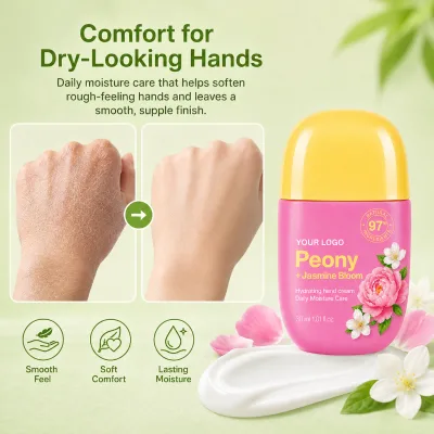 Peony Fresh Floral Everyday Moisture Non Greasy Lightweight Soft Smooth Quick Absorbing OEM ODM Best Natural Jasmine Hand Cream