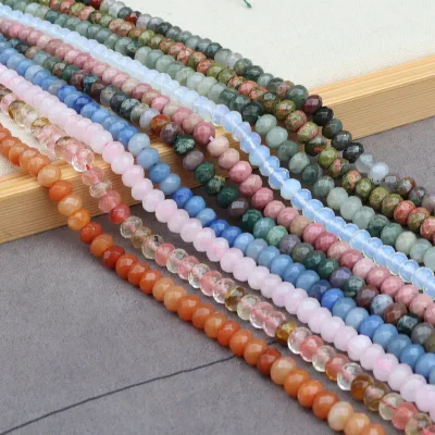 Fine Jewelry Natural Stone Beads Loose Strands Blue Jasper Wheel Gemstones Real Crystal Quartz Beaded Necklace Bracelets Making
