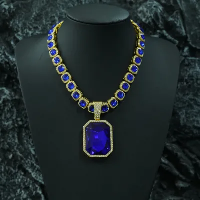 Luxury Fashion Large Geometric Pattern Cuban Link Pendant Cool Hip Hop Style Gold Plated Hot Sale Necklaces Bracelets
