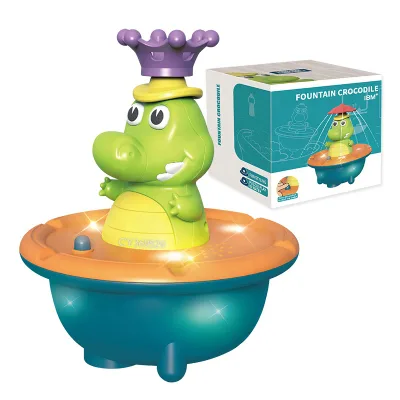 Light up Baby Bath Toy With LED Light Cute Crocodile Water Spray Bathtub Toy for Kids