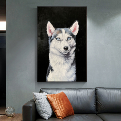 Modern Black and White Animal Painting Canvas Wall Arts Painting Realistic Painting for Hotel