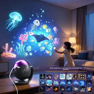 New Cross-border HAZHOU Star LED Projection Lamp 24 Patterns Projecting Starry Sky Christmas Ocean Scenes; Night Light