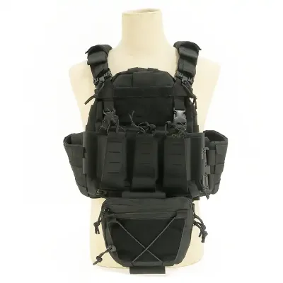 Tactical ARC Carrier Vest Quick-Release Elastic 556 Placard System with Sub-Abdominal Fanny Pack, MOLLE Hunting/Armor Vest