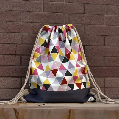 Hot Selling Custom Logo Fashion Foldable Reusable Canvas Backpack Drawstring Customizable Size for Daily Use