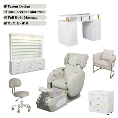 Multi-Functional Pedicure Chair Nail Tech Manicure Desk with Drawers & Storage for Professional Nail Salon