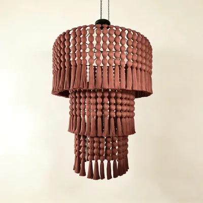 Oversized Tiered Macrame Chandelier for High-Ceiling Villa & Luxury Hotel Lobby Decor