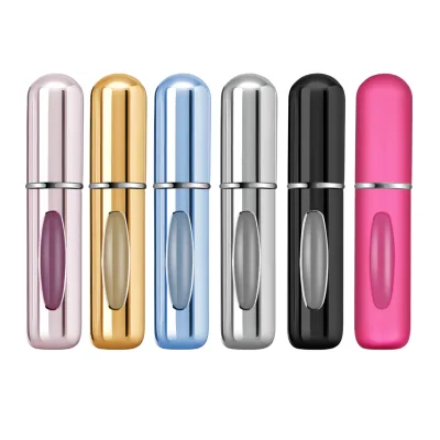 High Quality 5ml Travel Sized Aluminum Perfume Atomizer Bottles Empty Refillable Spray Engraving Silk Screen Printing Pump