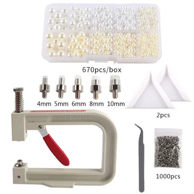 Easy-to-Operate DIY Metal Hand Press Pearl Setting Machine Beads Fixing Machine Beads for Lace Fabric Repair Pearl Attaching