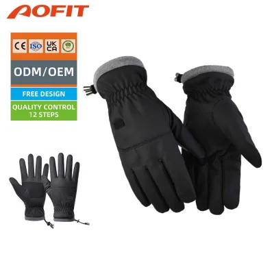 Aofit Non Slip Palm Cuff Fleece Lined Outdoor Cycling Driving Cold Weather Hand Warmers Winter Touch Screen Thermal Gloves