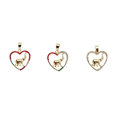 Bestselling American Charms Elephant Diamond Heart Pendant Gold Plated