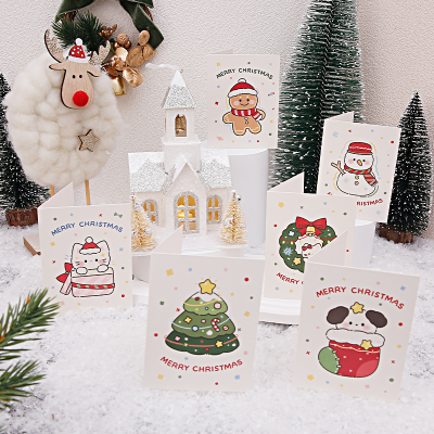 Cartoon Christmas Eve Greeting Card Mini Paper Blessing Message Card Gift for Seniors Novelty Foreign Trade Holiday Card